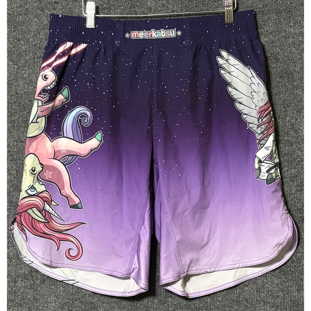 Meerkatsu Mens XXL Grappling  Shorts "Laser Beam Flying Jitsunicorn" BJJ MMA
